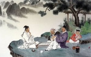 ancient chinese men playing a board game