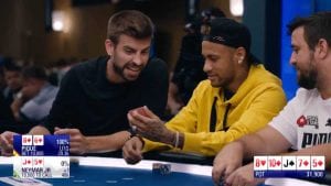 neymar jr (right) and gerard pique (left) playing poker